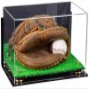 Better Display Cases Acrylic Base and Wall Mountball Catchers Glove Display Case with Mirror Case, Gold Risers, Turf Base and Wall Mount (A011/V16) view 1