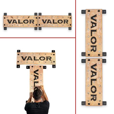 Valor Fitness Climbing Peg Board  Set of 2 Wall Mounted Boards (36" x 12") with 38 Holes & 6.5" Hand Pegs for Strength Training, Ninja & Rock Climbing