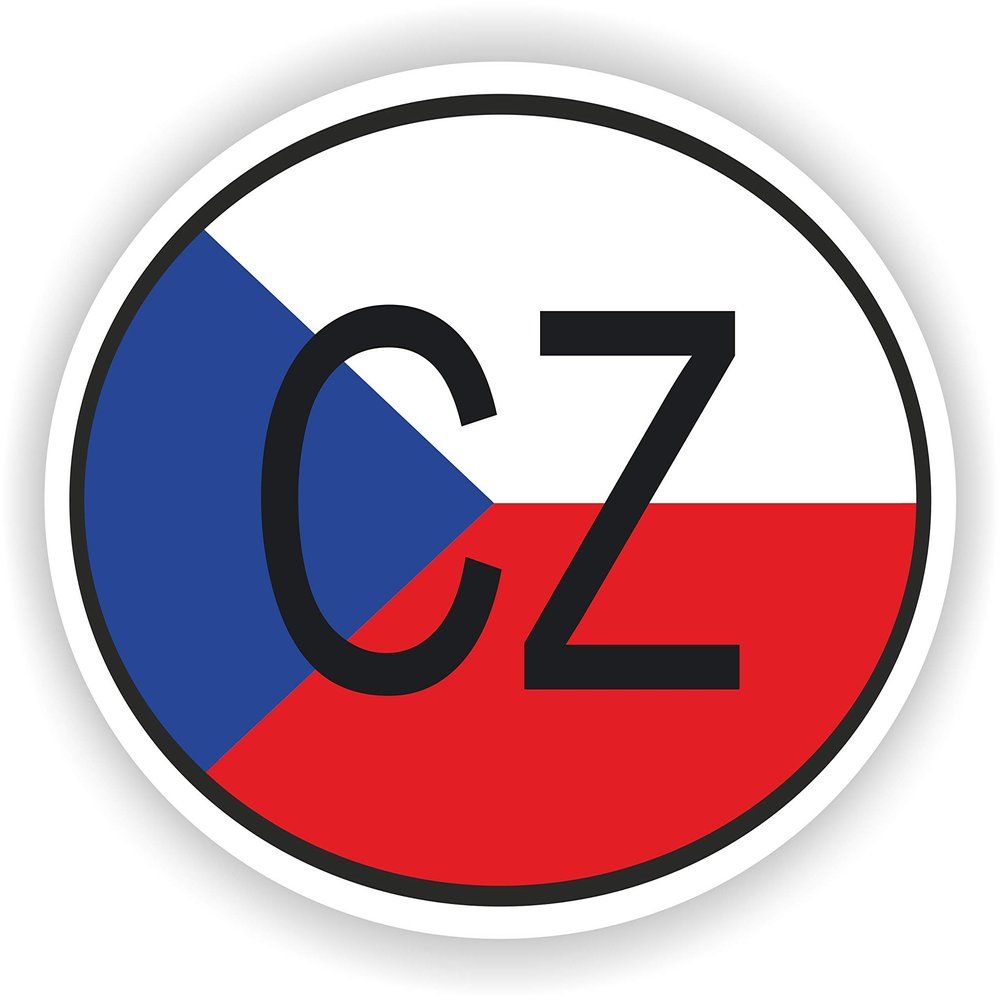 1x Czech Republic Country Code Oval Vinyl Waterproof Sticker - 10cm / 4inches