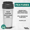 Custom Insulated Stainless Steel Travel Mugs 16 oz. Set of 50, Personalized Bulk Pack - Perfect for Iced Coffee, Soda, Other Hot & Cold Beverages - Stainless Steel view 3