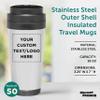 Custom Insulated Stainless Steel Travel Mugs 16 oz. Set of 50, Personalized Bulk Pack - Perfect for Iced Coffee, Soda, Other Hot & Cold Beverages - Stainless Steel view 4