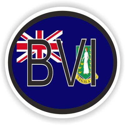 1x British Virgin Islands Country Code Oval Vinyl Waterproof Sticker - 5cm / 2inches