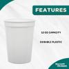 DISCOUNT PROMOS Disposable Plastic Cups 12 oz. Set of 10, Bulk Pack - Perfect for Summer, Sporting Events, Birthdays, Weddings, Picnic, Beach, Parties - White view 3