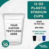 Custom Disposable Plastic Cups 12 oz. Set of 10, Personalized Bulk Pack - Perfect for Summer, Sporting Events, Birthdays, Weddings, Picnic, Beach, Parties - Clear view 2