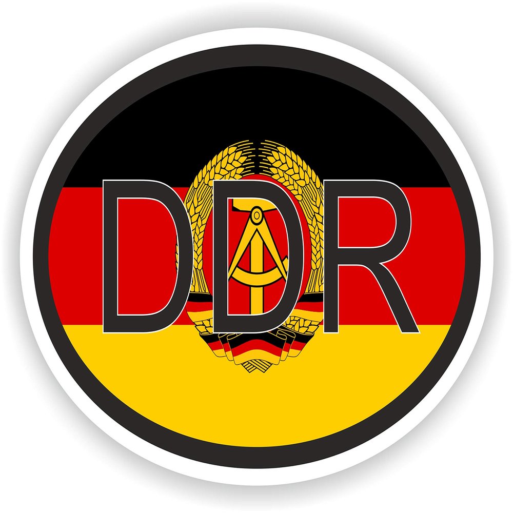 1x DDR Germany Country Code Oval Vinyl Waterproof Sticker - 25cm / 9.8inches