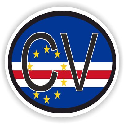 1x Cape Verde Country Code Oval Vinyl Waterproof Sticker - 5cm / 2inches