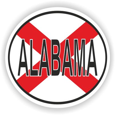 1x Alabama Country Code Oval Vinyl Waterproof Sticker - 5cm / 2inches