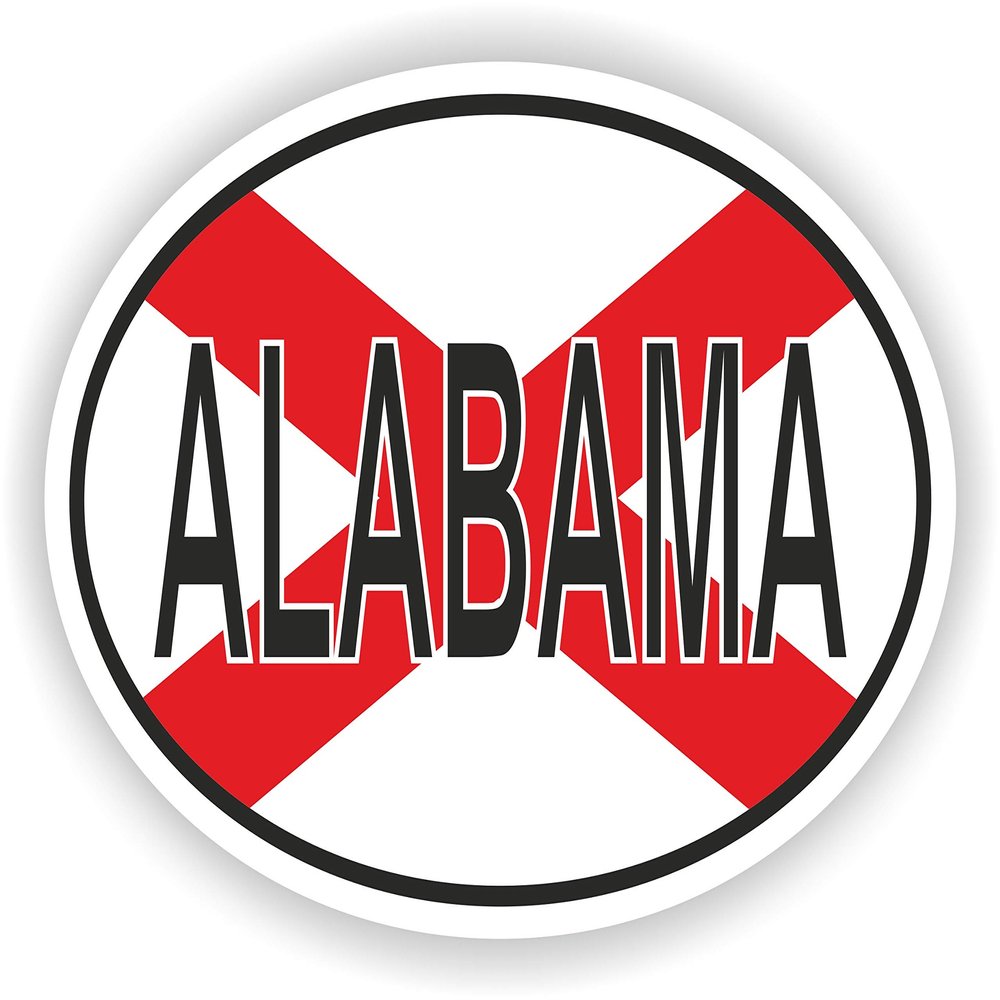 1x Alabama Country Code Oval Vinyl Waterproof Sticker - 5cm / 2inches