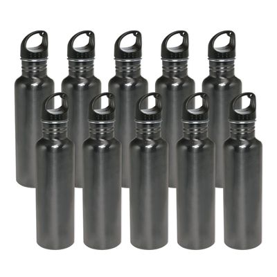 DISCOUNT PROMOS Stainless Steel Water Bottles 26 oz. Set of 10, Bulk Pack - Reusable, Leak Proof, Perfect for Gym, Hiking, Camping, Outdoor Sports - Grey