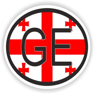 1x Georgia Europe Country Code Oval Vinyl Waterproof Sticker - 5cm / 2inches