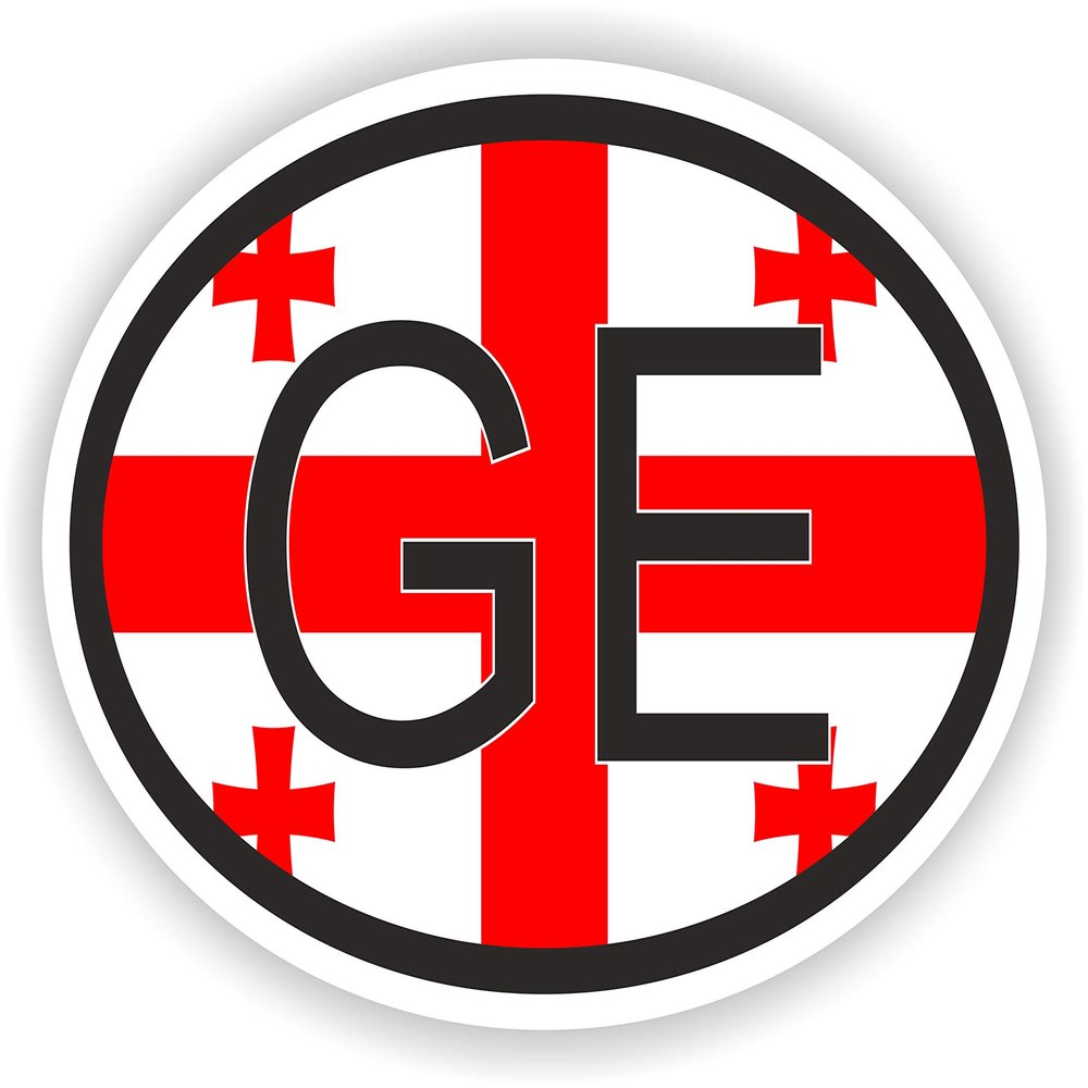 1x Georgia Europe Country Code Oval Vinyl Waterproof Sticker - 5cm / 2inches