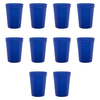 DISCOUNT PROMOS Disposable Plastic Cups 12 oz. Set of 10, Bulk Pack - Perfect for Summer, Sporting Events, Birthdays, Weddings, Picnic, Beach, Parties - Reflex Blue