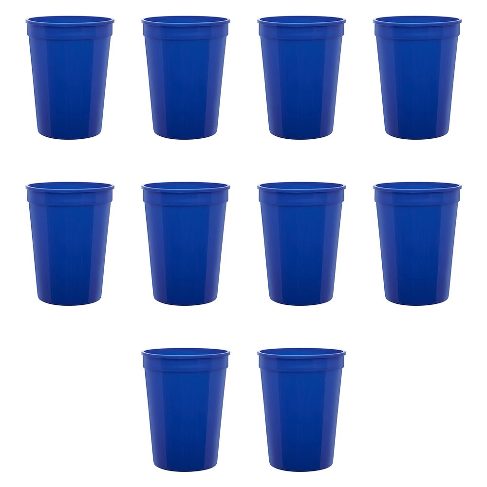DISCOUNT PROMOS Disposable Plastic Cups 12 oz. Set of 10, Bulk Pack - Perfect for Summer, Sporting Events, Birthdays, Weddings, Picnic, Beach, Parties - Reflex Blue