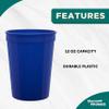 DISCOUNT PROMOS Disposable Plastic Cups 12 oz. Set of 10, Bulk Pack - Perfect for Summer, Sporting Events, Birthdays, Weddings, Picnic, Beach, Parties - Reflex Blue view 3