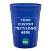 Custom Disposable Plastic Cups 12 oz. Set of 100, Personalized Bulk Pack - Perfect for Summer, Sporting Events, Birthdays, Weddings, Picnic, Beach, Parties - Reflex Blue view 1