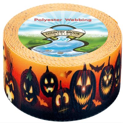 Country Brook Design - Midnight Fright Polyester Webbing (1 1/2 Inch, 50 Yards)