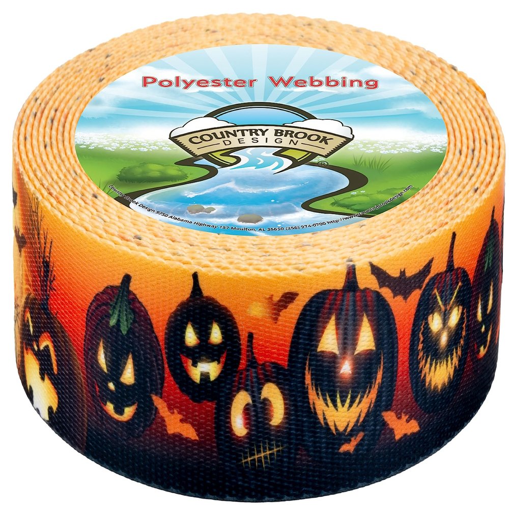 Country Brook Design - Midnight Fright Polyester Webbing (1 1/2 Inch, 50 Yards)