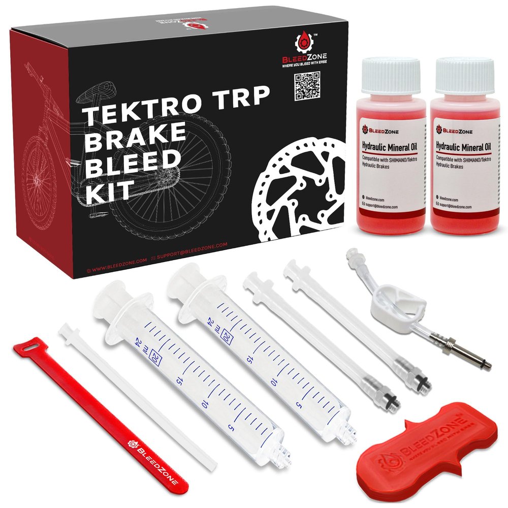 BleedZone Bleed Kit for Tektro Hydraulic Brakes, TRP Hydraulic Brakes with 120ml Mineral Oil - Bicycle Brake Bleed Kit for Hydraulic Brakes with Syringes and Hose - Ideal for Tektro Brake Bleed Kit