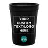 Custom Disposable Plastic Cups 12 oz. Set of 10/50/100, Personalized Bulk Pack - Perfect for Summer, Sporting Events, Birthdays, Weddings, Picnic, Beach, Parties - Black view 1