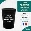 Custom Disposable Plastic Cups 12 oz. Set of 10/50/100, Personalized Bulk Pack - Perfect for Summer, Sporting Events, Birthdays, Weddings, Picnic, Beach, Parties - Black view 2