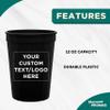 Custom Disposable Plastic Cups 12 oz. Set of 10/50/100, Personalized Bulk Pack - Perfect for Summer, Sporting Events, Birthdays, Weddings, Picnic, Beach, Parties - Black view 3
