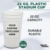 DISCOUNT PROMOS Custom Plastic Stadium Cups 22 oz. Set of 100, Personalized Bulk Pack - Perfect for Birthdays, Picnic, Beach, Parties - Translucent White view 3