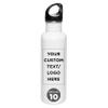 DISCOUNT PROMOS Custom Stainless Steel Water Bottles 26 oz. Set of 10, Personalized Bulk Pack - Reusable, Leak Proof, Perfect for Gym, Hiking, Camping, Outdoor Sports - White view 1