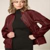 MBJ WJC2157 Women's Classic Lightweight Jacket Multi Pocket Windbreaker Bomber Jacket M Wine view 3