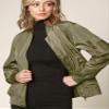MBJ WJC2157 Women's Classic Lightweight Jacket Multi Pocket Windbreaker Bomber Jacket L Olive view 3