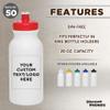 DISCOUNT PROMOS Custom White Water Bottles with Push Cap -50 pack, Customizable Text, Logo, 20 oz, Reusable BPA FREE Squeezable Bottles in Bulk, White Red view 2