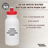 DISCOUNT PROMOS Custom White Water Bottles with Push Cap -50 pack, Customizable Text, Logo, 20 oz, Reusable BPA FREE Squeezable Bottles in Bulk, White Red view 3