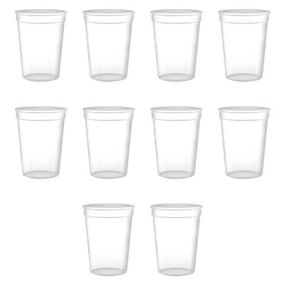 DISCOUNT PROMOS Disposable Plastic Cups 12 oz. Set of 10, Bulk Pack - Perfect for Summer, Sporting Events, Birthdays, Weddings, Picnic, Beach, Parties - Clear