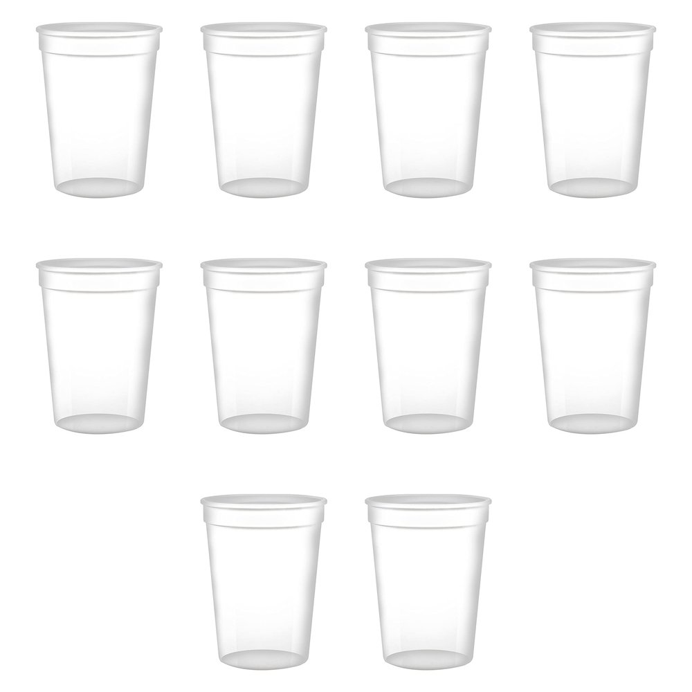 DISCOUNT PROMOS Disposable Plastic Cups 12 oz. Set of 10, Bulk Pack - Perfect for Summer, Sporting Events, Birthdays, Weddings, Picnic, Beach, Parties - Clear