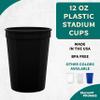DISCOUNT PROMOS Disposable Plastic Cups 12 oz. Set of 10, Bulk Pack - Perfect for Summer, Sporting Events, Birthdays, Weddings, Picnic, Beach, Parties - Black view 2