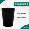 DISCOUNT PROMOS Disposable Plastic Cups 12 oz. Set of 10, Bulk Pack - Perfect for Summer, Sporting Events, Birthdays, Weddings, Picnic, Beach, Parties - Black view 3