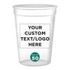 Custom Disposable Plastic Cups 12 oz. Set of 50, Personalized Bulk Pack - Perfect for Summer, Sporting Events, Birthdays, Weddings, Picnic, Beach, Parties - Clear view 1