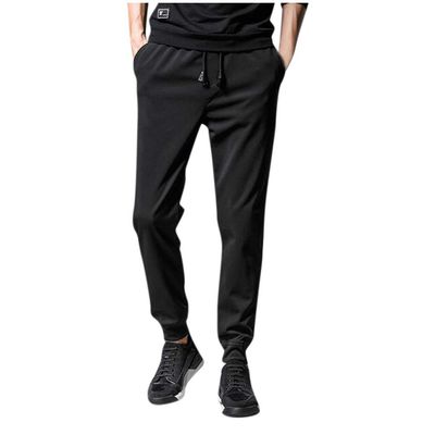 XUETON Mens Casual Sweatpants Elastic Waist Jogger Sport Athletic Pants Running Workout Loose Pajamas Loung Pants(Black,Large)