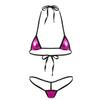 Aislor 2Pcs Women's Shiny Metallic Mini Bikini Set Halter Tie-on Bra Top with G-String Swimsuit Rose One Size view 3