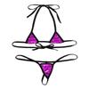 Aislor 2Pcs Women's Shiny Metallic Mini Bikini Set Halter Tie-on Bra Top with G-String Swimsuit Rose One Size view 4