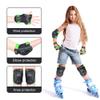 boruizhen Kids/Youth Knee and Elbow Pads with Wrist Guards Protective Gear Set for Skating Skateboarding Cycling Biking Scooter and Multi Sports (Black/Green, Medium (8-14 Years)) view 2