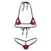Aislor 2Pcs Women's Shiny Metallic Mini Bikini Set Halter Tie-on Bra Top with G-String Swimsuit Red One Size view 4