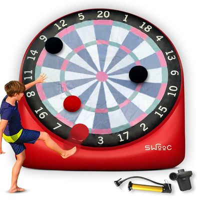 Swooc Games - Premium Inflatable Giant Kick Darts (15+ Ways to Play) - Jumbo Soccer Dartboard w/Air Pump - Big Carnival Games - Giant Outdoor Games - Oversized Dart Board Yard & Lawn Game Kids & Adult