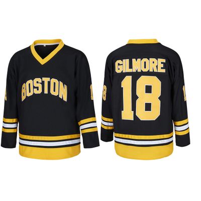 Men's #18 Happy Gilmore 1996 Movie Adam Sandler Ice Hockey Jersey Stitched Size XXXL Black