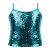 Hansber Girls Ballet Dance Tank Tops Sequined Dancewear Camisole Sequined Tops Sports Cami Shirts Lake_Blue 6 view 1