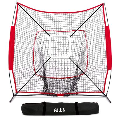 Anbt 7' x 7' Baseball Softball Practice Net Baseball Equipment Training Aids with Carry Bag for Hitting,Pitching,Batting & Fielding Practice