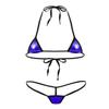 Aislor 2Pcs Women's Shiny Metallic Mini Bikini Set Halter Tie-on Bra Top with G-String Swimsuit Royal Blue One Size view 3