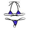 Aislor 2Pcs Women's Shiny Metallic Mini Bikini Set Halter Tie-on Bra Top with G-String Swimsuit Royal Blue One Size view 4