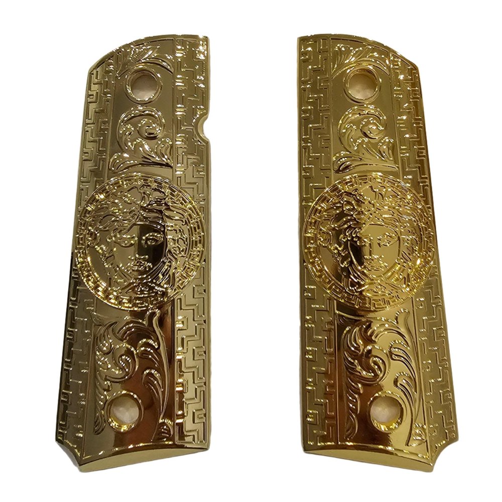 Gold Plated 1911 Full Size Grips W Ambi Cut, for All 1911 Full-Size and Clones