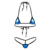 Aislor 2Pcs Women's Shiny Metallic Mini Bikini Set Halter Tie-on Bra Top with G-String Swimsuit Lake Blue One Size view 3