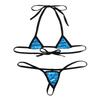 Aislor 2Pcs Women's Shiny Metallic Mini Bikini Set Halter Tie-on Bra Top with G-String Swimsuit Lake Blue One Size view 4